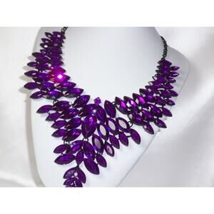 Purple rhinestone necklace, wedding prom necklace,Quinceanera statement necklace